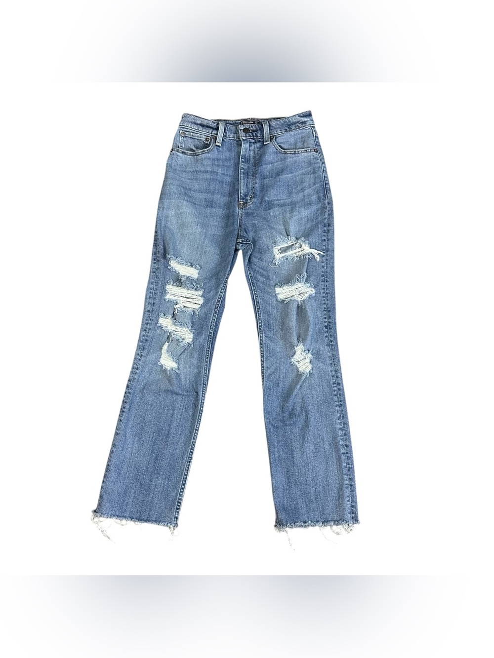 Abercrombie & Fitch Zoe Natural Rise Ankle Straight Distressed Jeans Women’s